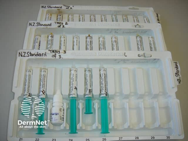 Patch test series before application of patch test